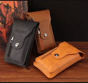 Men’s Multi Functional PU Business Mobile Phone Wallet Phone Case Hanging Waist Belt Storage