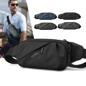 Men’s Multi Functional Waist Bag Waterproof Nylon Casual Sports Chest Pack Outdoor Cycling Trendy Street Style Crossbody Bag