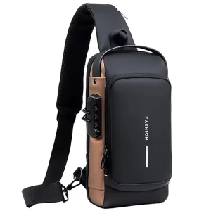 Men’s Multifunction Anti-theft USB Shoulder Bag Crossbody Travel Sling Chest Bag Messenger Pack