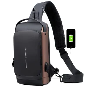 Men’s Multifunction Anti theft USB Shoulder Bag Man Crossbody Cross Body Travel Sling Chest Bags Pack Messenger Pack for Male
