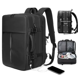 Men’s Multifunctional Business Backpack Large Capacity Casual Expanding Oxford Luggage Bag with Zipper for Short Travel Computer