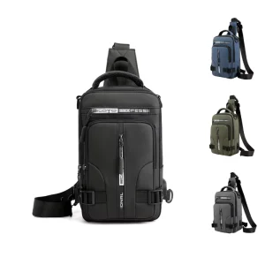 Men’s Multifunctional Chest Bag Fashion Casual Shoulder Crossbody Bag Waterproof Space Fabric Small Backpack
