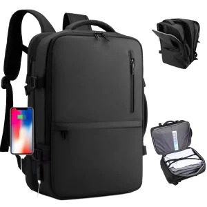 Men’s Multifunctional Large Capacity Expansion Backpack Waterproof Business Travel Computer Bag Polyester Zipper