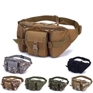 Men’s Multifunctional Waterproof Nylon Waist Bag for Outdoor Sports Camping Fishing Camouflage Backpack 35x17x10cm Hiking