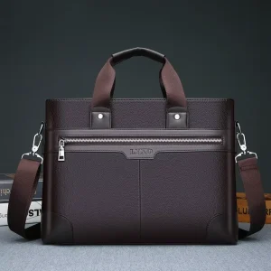 Men’s New Designer Pu Leather Briefcase Handbag Waterproof Business Shoulder Messenger Bag
