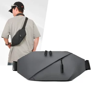Men’s New Outdoor Sports Waist Bag Casual Lightweight PU Crossbody Shoulder Bag Mobile Phone for Cycling and Fitness