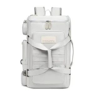 Men’s Nylon Double Shoulder Bag Multi Functional Backpack with Dry Wet Separation for Travel