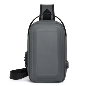 Men’s Nylon Waterproof Anti Theft Crossbody Bag USB Port Portable Travel Custom Logo Fashionable Shoulder Chest Bag
