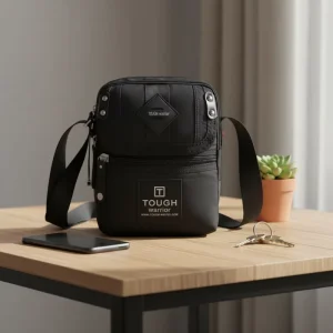 Men’s Nylon Waterproof Lightweight Logo Shoulder Bag Fashionable Multi-Compartment Crossbody Bag Anti-Theft Feature
