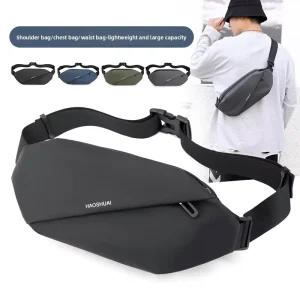 Men’s Nylon Waterproof Waist Bag Outdoor Running Phone Pouch Multi functional Large capacity Chest Pack Casual Bag