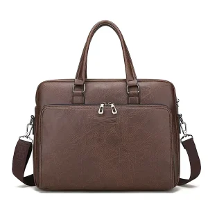 Men’s Office Business Briefcase Soft Bag Large Capacity PU Leather Portable Computer Shoulder Messenger