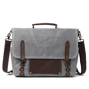 Men’s Oil Wax Canvas Bag Shoulder Diagonal Bag Laptop Briefcase Bag