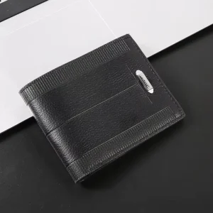 Men’s Open Closure Waterproof PU Polyester Lining Short Multi Card Stylish Casual Youth Thin 20% Fold Wallet