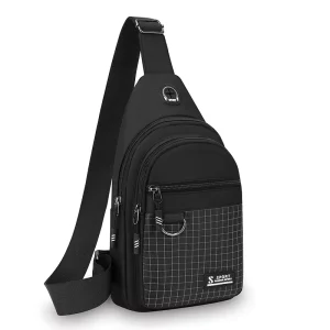Men’s Outdoor Anti-Theft Single Chest Bag with Zipper Closure Fashionable Nylon Shoulder Crossbody for Hiking Camping Travel