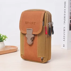 Mens Outdoor Mini Phone Waist Bag 6.5-inch Vertical Snap-closure Design Multi-functional Belt-loop Nylon