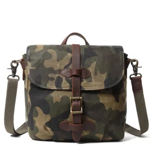 Men’s Outdoor Sports Crossbody Bag New Fashion Styles Waterproof Oil Wax Canvas Satchel Camouflage Shoulder Bag