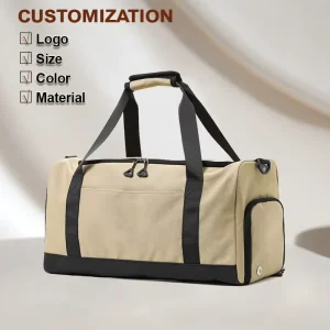 Men’s Outdoor Travel Sports Bag Canvas Duffle Premium Technical Gym Bag Multiple Compartments Compact