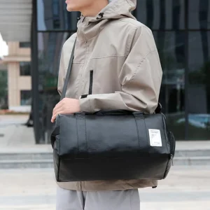 Men’s Outdoor Waterproof Large Capacity Dry Wet Separation Bag Shoulder Crossbody Backpack for Gym Training Business Trip