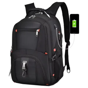 Men’s Oxford Business Backpack with Air Cushion Strap Polyester Lining Multifunctional Large Capacity Travel Bag for Leisure
