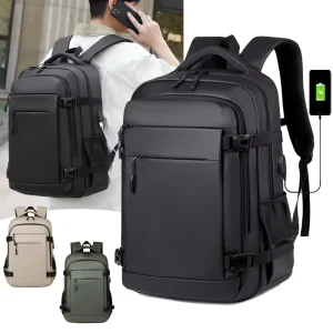 Men’s Oxford Business Backpack with Zipper Closure Film Printing Logo Multi layer Design Large Capacity Computer Bag