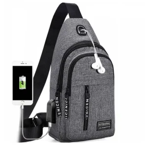 Men’s Oxford Crossbody Shoulder Bag Outdoor Sport Travel Chest Bag Solid Color Casual Multifunction Chest Bags