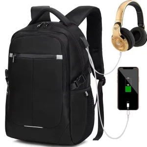 Men’s Oxford Laptop Backpack Zipper Waterproof Anti-Theft Breathable Durable Polyester Business Travel Minimalist Korean Fashion