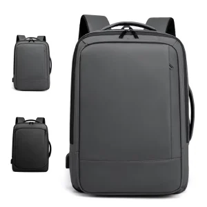 Men’s Oxford Polyester Lining Large Capacity Business Laptop Backpack 36-55L with Zipper Hasp Closure Curved Shoulder Strap