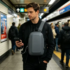 Men’s Oxford Waterproof Anti Theft Crossbody Bag USB Music Portable Travel Chest Shoulder Bag Custom Logo