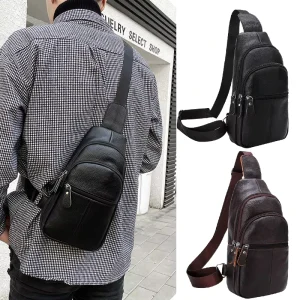 Men’s PU Anti Theft Zipper Closure Large Capacity Chest Bag for Business Travel Casual Crossbody Spring Street Trends