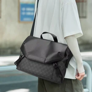 Men’s PU Business Briefcase Bag Large Capacity Multi Functional Custom Full Print Logo Travel Crossbody Shoulder Bag