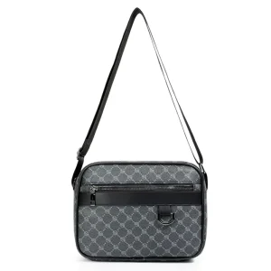 Men’s PU Crossbody Backpack Casual Shoulder Bag Small Square Striped Wear resistant