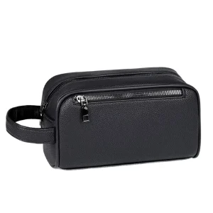 Men’s PU Fingerprint Lock Clutch Bag with Zipper Closure Waterproof Anti theft for Business & Travel