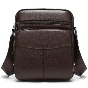 Men’s PU Genuine Leather Crossbody Bag Small Vintage Style Satchel Shoulder Messenger Bag