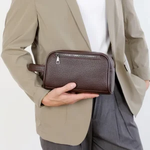 Men’s PU Handbag Large Capacity Business Handbag Quality Materials Trendy Design Secure Zipper Pockets