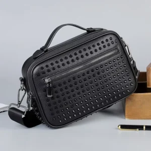 Men’s PU Handbag with Foreign Style Texture Crossbody Bag Fashion Vintage Waterproof Clutch Bag for Outdoor Use