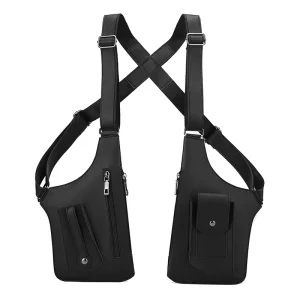 Men’s PU Leather Anti Theft Crossbody Shoulder Bag Zipper Armor Hidden Underarm Strap Fashionable Outdoor Wallet Pocket Holster