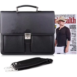 Men’s PU Leather Breathable Super Attache Briefcase Traditional Messenger Lawyer Bag Handbag Business Office Crossbody Bag