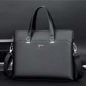 Men’s PU Leather Briefcase One-shoulder Crossbody Bag Business Briefcase Stylish Casual Laptop Bag