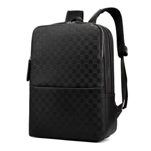 Men’s PU Leather Business Backpack Students Schoolbag Large Capacity Travel Computer Backpack