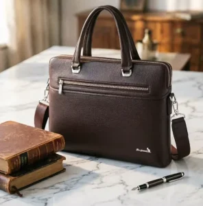 Men’s PU Leather Business Briefcase Large Capacity Laptop Handbag Shoulder Messenger Bag