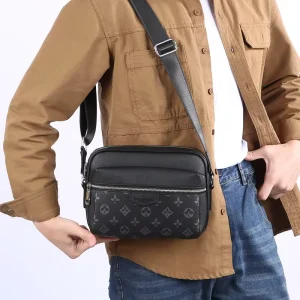 Men’s PU Leather Crossbody Bag Business Briefcase Casual Shoulder Bag