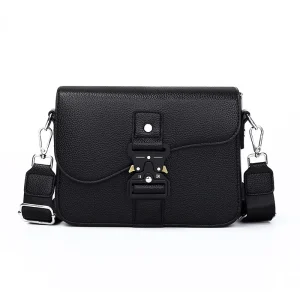 Men’s PU Leather Crossbody Bag High Quality Trendy Saddle Bag Fashionable Messenger Casual Shoulder Sling Bag Flap Cover