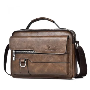 Men’s PU Leather Crossbody Messenger Bag Casual Fashion Horizontal Sling Shoulder Bag