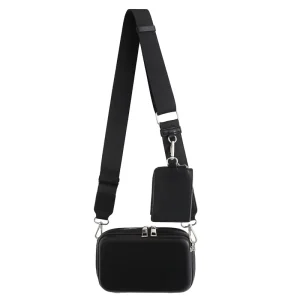 Men’s PU Leather Crossbody Messenger Bag Small Square Hard Shell Chest Mobile Phone Bag with Wallet Purse