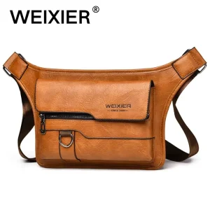 Men’s PU Leather Large Capacity Oversized Bag Minimalist Casual Style Shoulder Bag