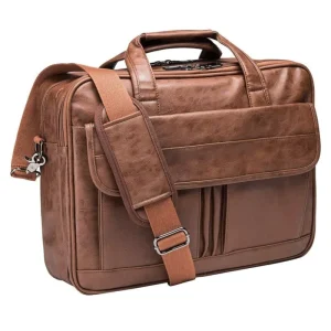 Men’s PU Leather Messenger Bag 17.3 Inches Laptop Briefcase Business Satchel Computer Handbag Shoulder Bag for Men