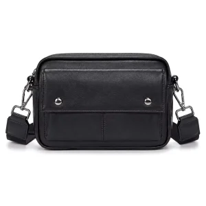 Men’s PU Leather Messenger Bag Waterproof Casual Crossbody Sling Shoulder Bag with Zipper