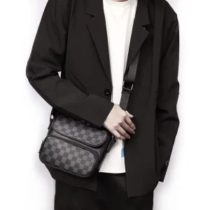 Men’s PU Leather Shoulder Bag Business Handbags with Removable Strap for Office Daily Use and Multiple Carrying Ways