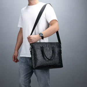 Men’s PU Leather Shoulder Bag Business Handbags with Removable Strap for Office Daily and Multiple Carrying Ways