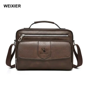 Men’s PU Leather Shoulder Bag Fashion Messenger Crossbody Bag Business Travel Handbag Phone Bag